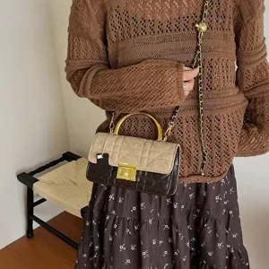 Klassische gesteppte Kettentasche, Retro Umhängetasche, elegante Damen Handtasche für Pendler.