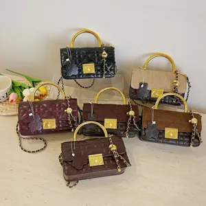 Schicke gesteppte Kettenhenkel Handtasche Vintage Luxus Stil Schultertasche elegant