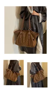 Leopardenmuster Shopper Tasche für Damen, vintage lässige Umhängetasche mit großem Volumen.