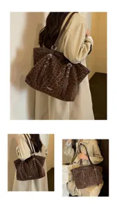 Detaillierte Ansicht der Leopardenmuster-Tasche, lässige Retro-Umhängetasche für Damen.