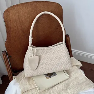 Chic gewebte unterarm umhängetasche für damen minimalistische mode alltags handtasche tasche
