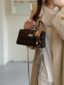 Chanel style quilted chain square bag luxury PU leather crossbody bag for women chic handbag