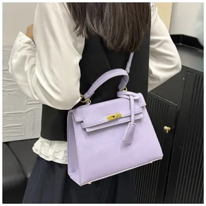 Schicke koreanische lila Kelly Umhängetasche für Damen, minimalistische Modetasche Handtasche.