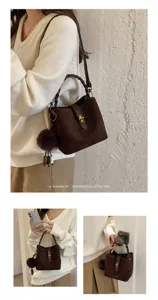 Borsa a secchiello retro in camoscio con chiusura a torsione per uso quotidiano elegante.
