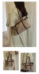Retro Wildleder Umhängetasche für Damen, große Pendler Handtasche im schicken Vintage Retro Stil.
