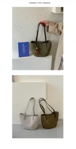 Woven bucket bag chic underarm shoulder bag minimalist fashion retro casual handbag