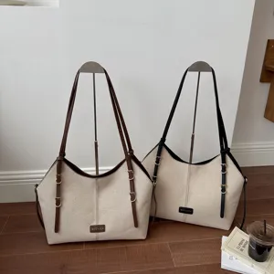 Γυναικεία Τσάντα Tote Μεγάλης Χωρητικότητας Vintage Δέρμα PU Patchwork Χρωματικό Μπλοκ Τσάντα Ώμου Casual Commuter Handbag