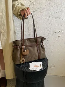 Vintage Wildleder Tasche Damen, große Kapazität Umhängetasche und elegante Shopper Tasche.