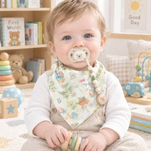 Soft cotton baby bandana drool bibs, newborn double-layer gauze triangular bibs for feeding.