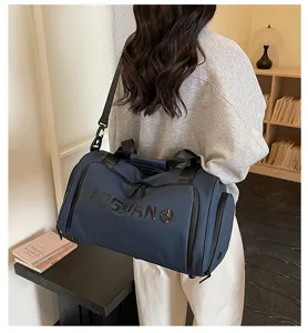 Large capacity travel duffel bag with shoe compartment dry wet separation fitness sports bag