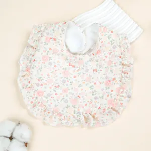 Weiches Baumwoll Baby Lätzchen mit süßem Blumenmuster und Rüschen für Neugeborene Alltag.