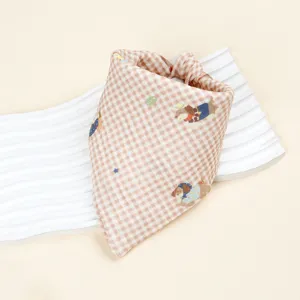 Infant cotton gauze bib newborn plaid cute saliva towel toddler soft triangle burp cloth