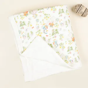Four layer thickened pure cotton baby blanket infant gauze quilt with cute duck print design.