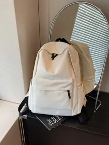 Minimalist large capacity canvas backpack student school bag versatile casual daypack for women