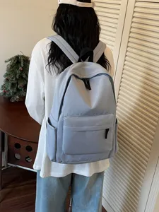 Simple large capacity backpack for women students, casual school bag, trendy daily daypack.