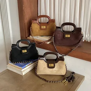 Borsa a Tracolla da Donna alla Moda in Pelle Opaca a Rombi Vintage con Catena Borsa a Mano Elegante Piccola Quadrata da Giorno