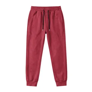 Men's suede sweatpants casual athletic trousers with elastic drawstring waist and cuffed hem.