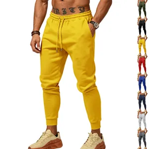 Men casual sweatpants solid color joggers athletic fitness trousers with drawstring pockets