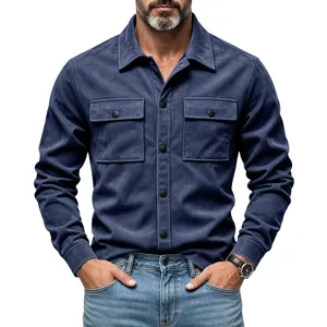Chemise de travail à manches longues en suédine lourde pour homme veste décontractée