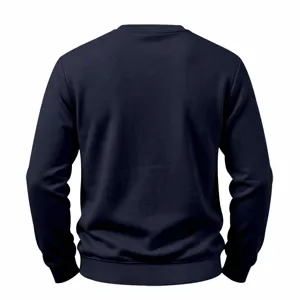 Rückseitiges Detail des einfarbigen Herren Fleece-Sweatshirts mit Rundhalsausschnitt dunkelblau.