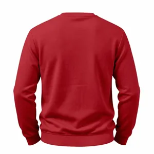 Detailansicht des roten Herren Fleece Sweatshirts, Rückseite mit geripptem Bündchen.