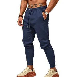 Ανδρικό μπλε παντελόνι φόρμας μονόχρωμο casual με ελαστική μέση με κορδόνι για σπορ.