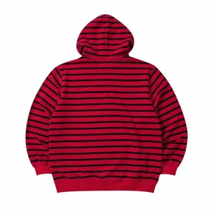 Herren casual rot und schwarz gestreifter langer Ärmel Kapuzenpullover Top new!
