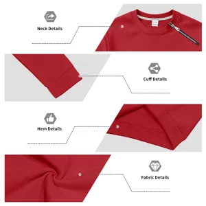 Detailansicht des Herren Fleece-Sweatshirts, zeigt Ausschnitt, Bündchen und Stofftextur.