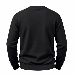 Rückansicht des einfarbigen schwarzen Futter-Langarm-Sweatshirts Detailansicht, bequemer Pullover.