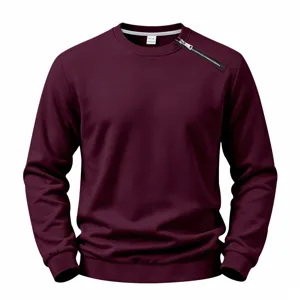 Herren Fleece-Sweatshirt mit diagonalem Reißverschluss, einfarbiger Pullover für den Winter.