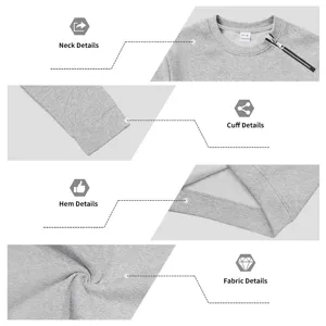Herren Freizeit Fleece Sweatshirt Detailansicht mit grauem Stoff, Schrägzipper und Rundhals.