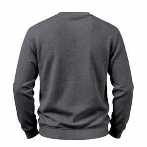 Rückansicht des einfarbigen, dunkelgrauen Fleece-Sweatshirts für Herren, bequemer Pullover.