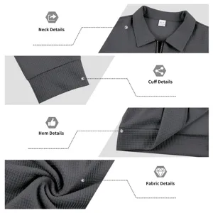 Heren wafelsteek rits polo jas casual kraag stijlvolle details overzicht product view.