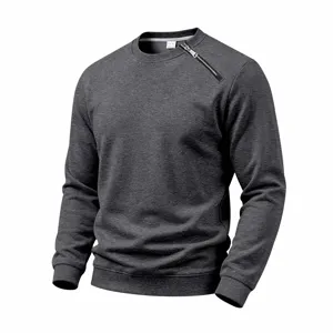 Herren Herbst Winter Einfarbig Fleece Sweatshirt Freizeit Diagonaler Reißverschluss