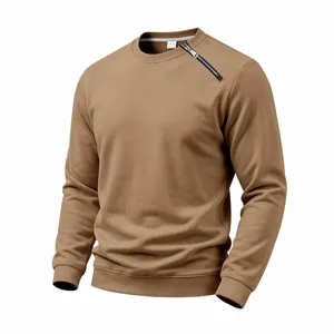 Herren lässiger einfarbiger Fleece-Pullover mit stilvollem diagonalen Reißverschluss.