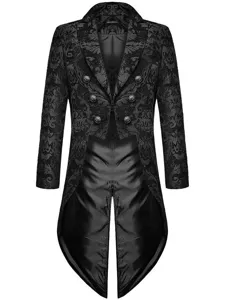 Chaqueta frac gótica steampunk para hombre abrigo victoriano de brocado negro