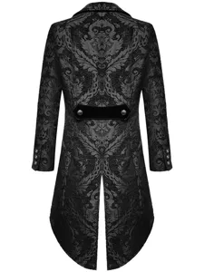 Chaqueta Frac Gótica Steampunk Hombre Negro Brocado Estilo Victoriano Vintage Top