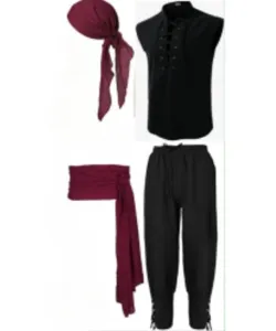Men's Medieval Pirate Mulberry Silk Shirt And Ankle Banded Pants 2026 Renaissance Costume Set For Halloween Cosplay Retro Outfits