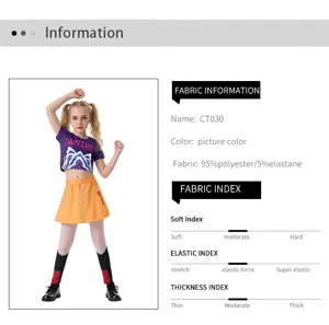 Παιδικά K-POP Cosplay Στολή Σετ Μωβ Crop Top Κίτρινη Φούστα Σκηνική Παράσταση Στολή