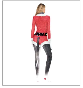 Christmas 3D digital print animal fur costume bodysuit detailed back view display