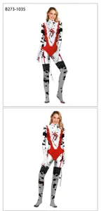 Christmas Dalmatian 3D Digital Print Bodysuit Sexy Party Catsuit Costume Jumpsuit for Women
