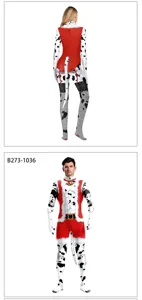 Christmas Dalmatian Jumpsuit 3D Digital Print Santa Costume Men Women Bodysuit Party