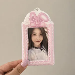 Ins Style Cute Rabbit Ear Lace Card Sleeve 3 Inch Photocard Storage Display Pendant Kpop Star Polaroid Protective Case