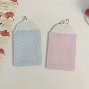 Ins style cute acrylic photocard holder 3 inch idol polaroid protective cover with bead chain.