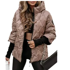 Dames herfst winter met capuchon gewatteerde puffer jas casual losse patchwork jassen
