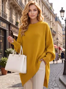 Γυναικείο Oversize Πλεκτό Πουλόβερ Φθινόπωρο Χειμώνας Μονόχρωμο Casual Τοπ Μόδας