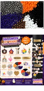 Kit de fabrication de bracelet grigri DIY d'Halloween avec perles et pendentifs en alliage.
