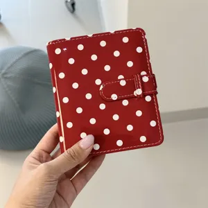 Retro red polka dot mini photocard binder storage book cute instax album detail view.