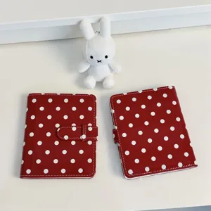 Red polka dot photo album and card storage book with cute binder design detail view