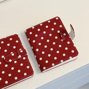 Retro Polka Dot PU Leather Instax Mini Photo Album For 3 Inch Cards Small Storage Book For Kpop Photocard Idol Card Collector Home Organization